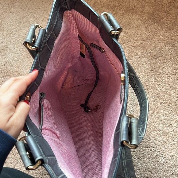 Dooney & Bourke Blue Croc Embossed Leather Top Handle Shoulder Bag Purse - Picture 8 of 11